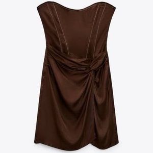 Brown Mini Zara Strapless Corset Dress